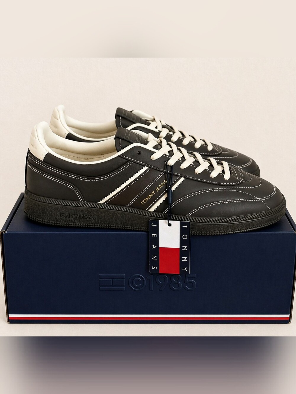 Tommy Hilfiger Brown and White Low-Top Sneakers